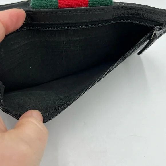 SOLD!!! GUCCI Vintage GG Web Black Canvas and Leather Heritage Collection Wallet - Picture 13 of 14